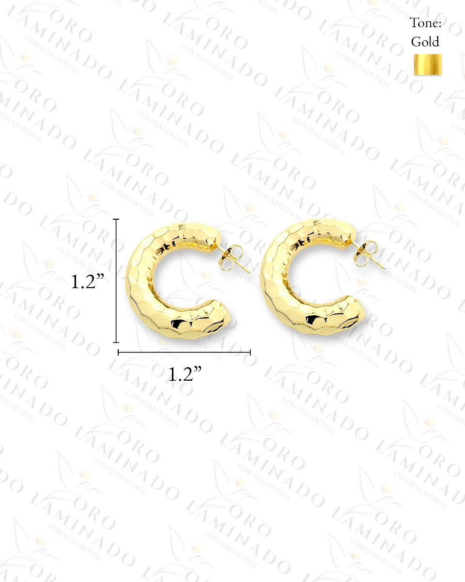 High Quality Textured C-Shape Earrings (Gold Filled) C326