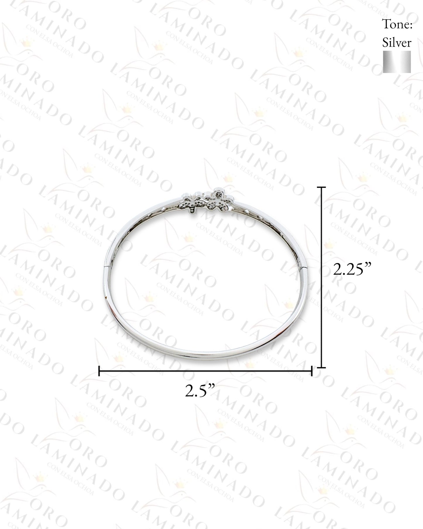 High Quality Silver Flower Bangle Bracelet C82