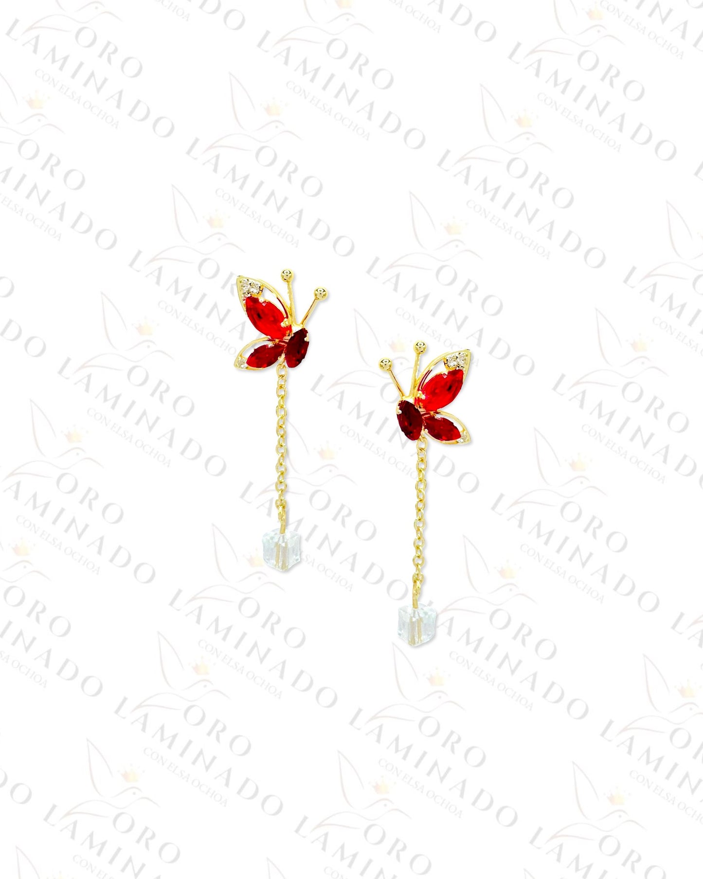 Gold Filled Crystal Butterfly Long Earrings R346