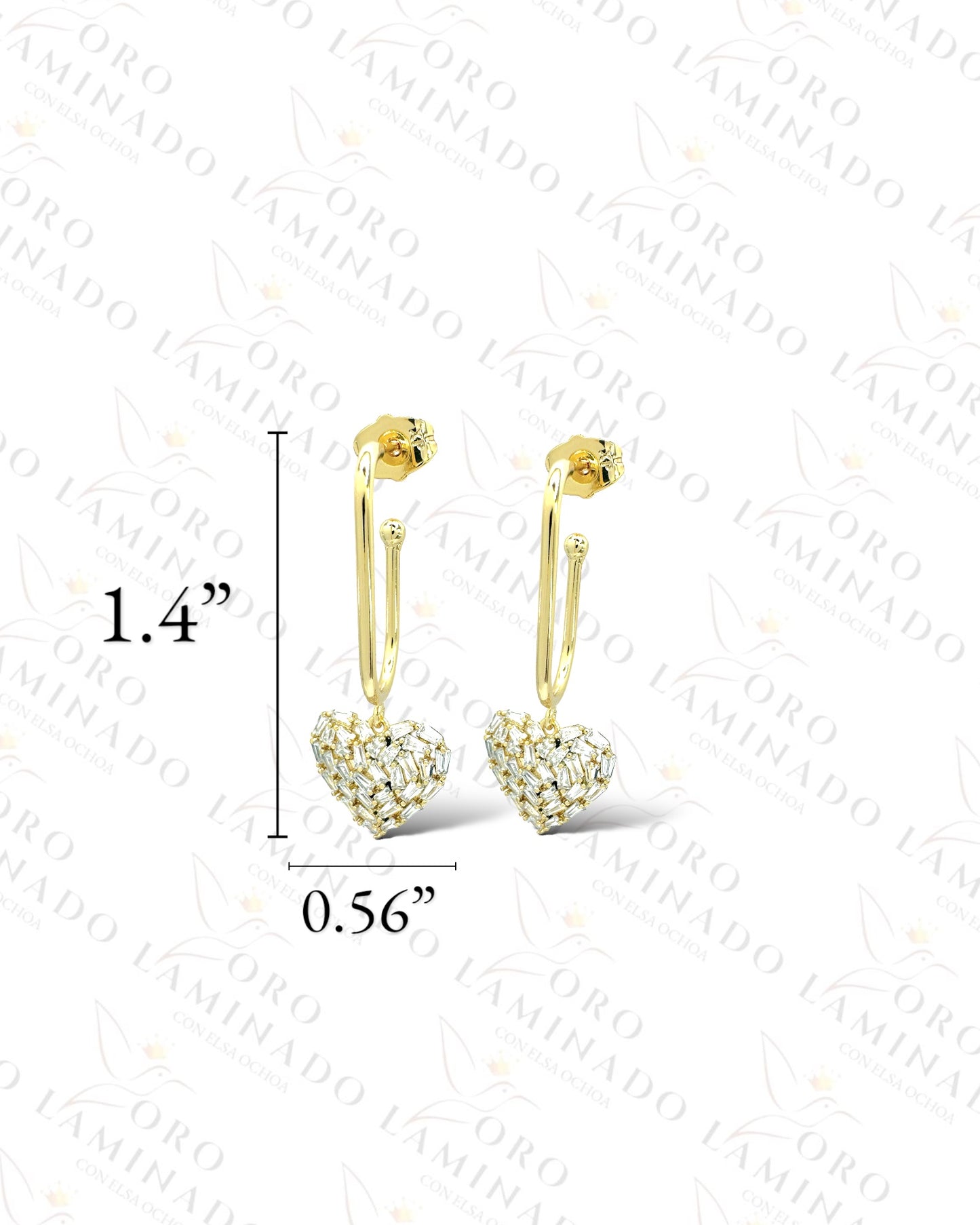 High Quality Clear Stones Heart Earrings R380