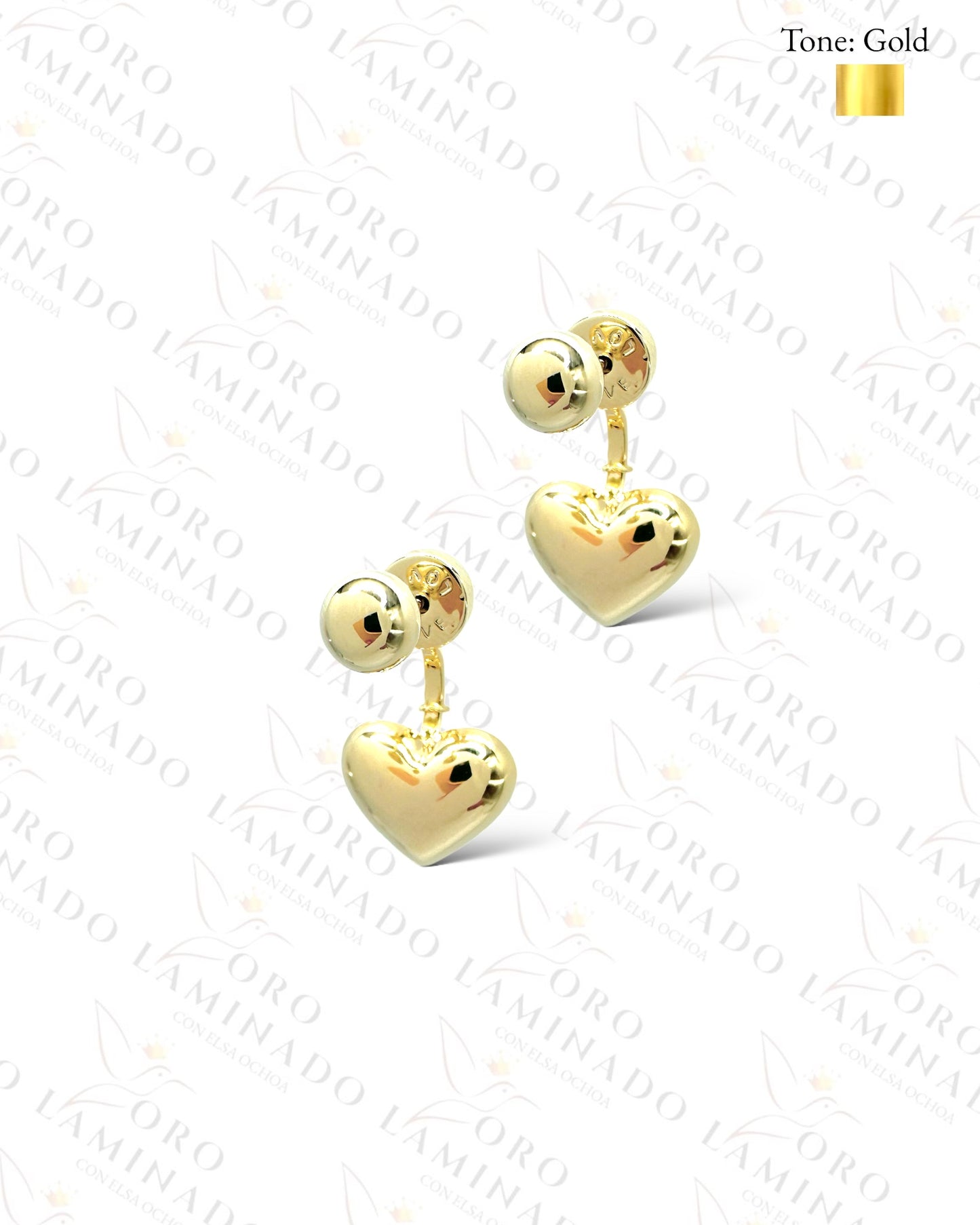 High Quality Heart and Sphere Gold Earrings R381