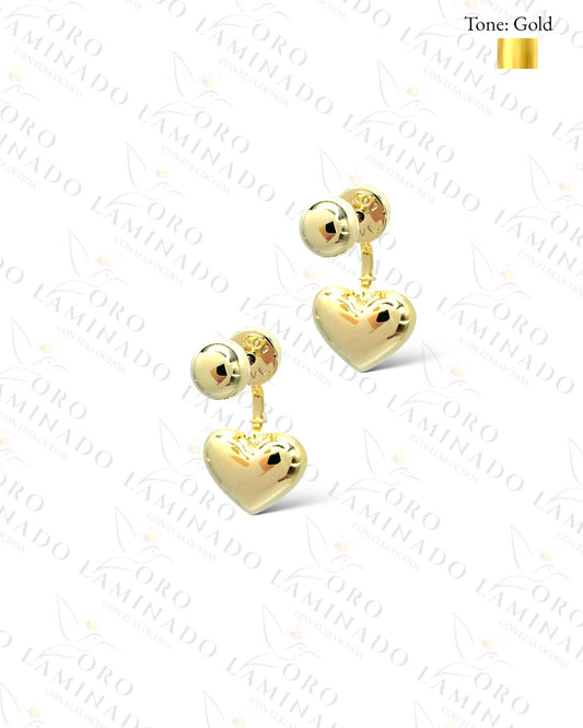 High Quality Heart and Sphere Gold Earrings R381