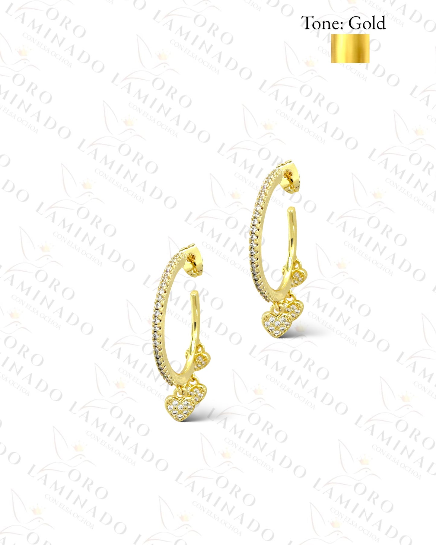 Mini Hearts Gold  Hoop Earrings  B350