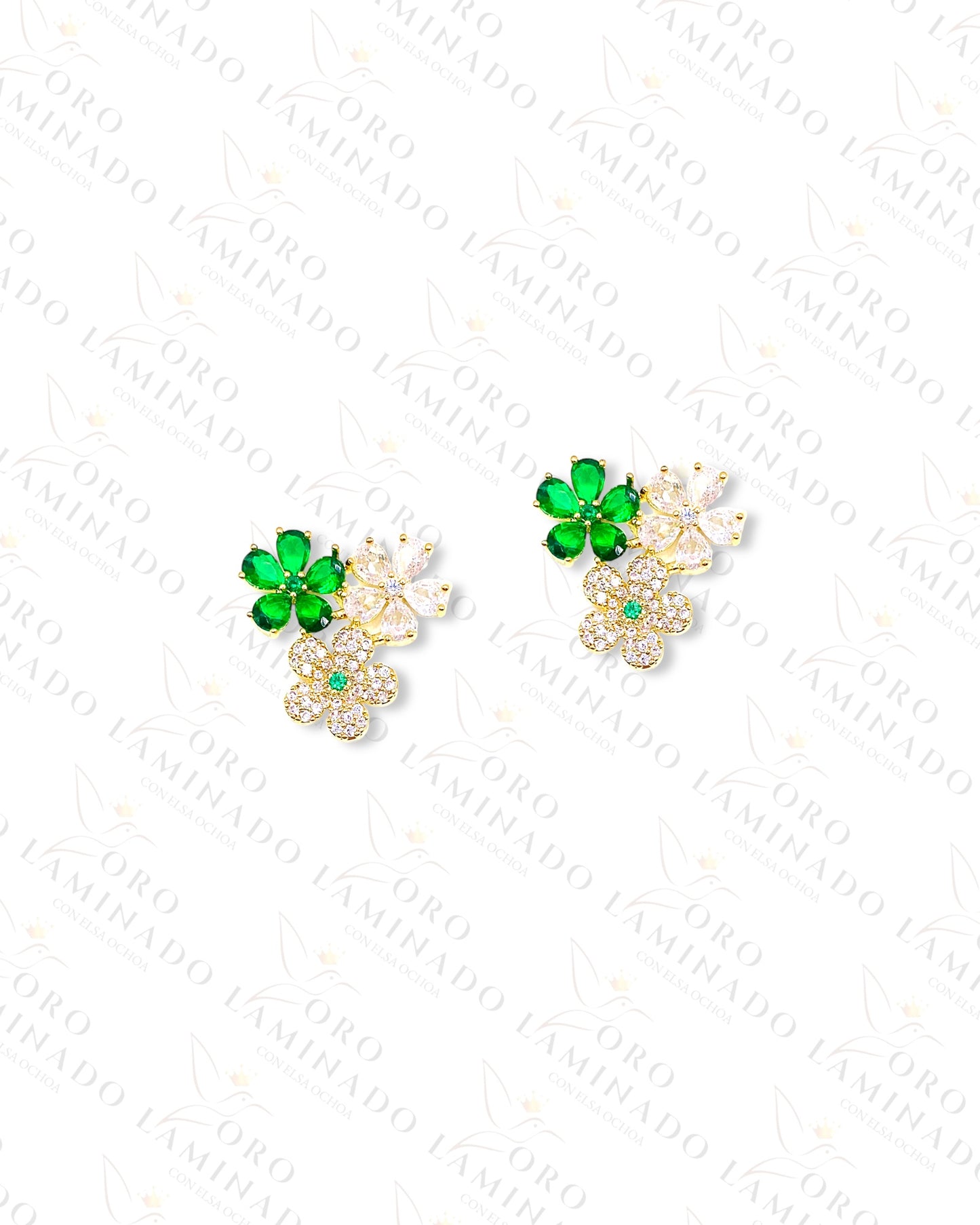 High Quality Green Flower Earrings C327