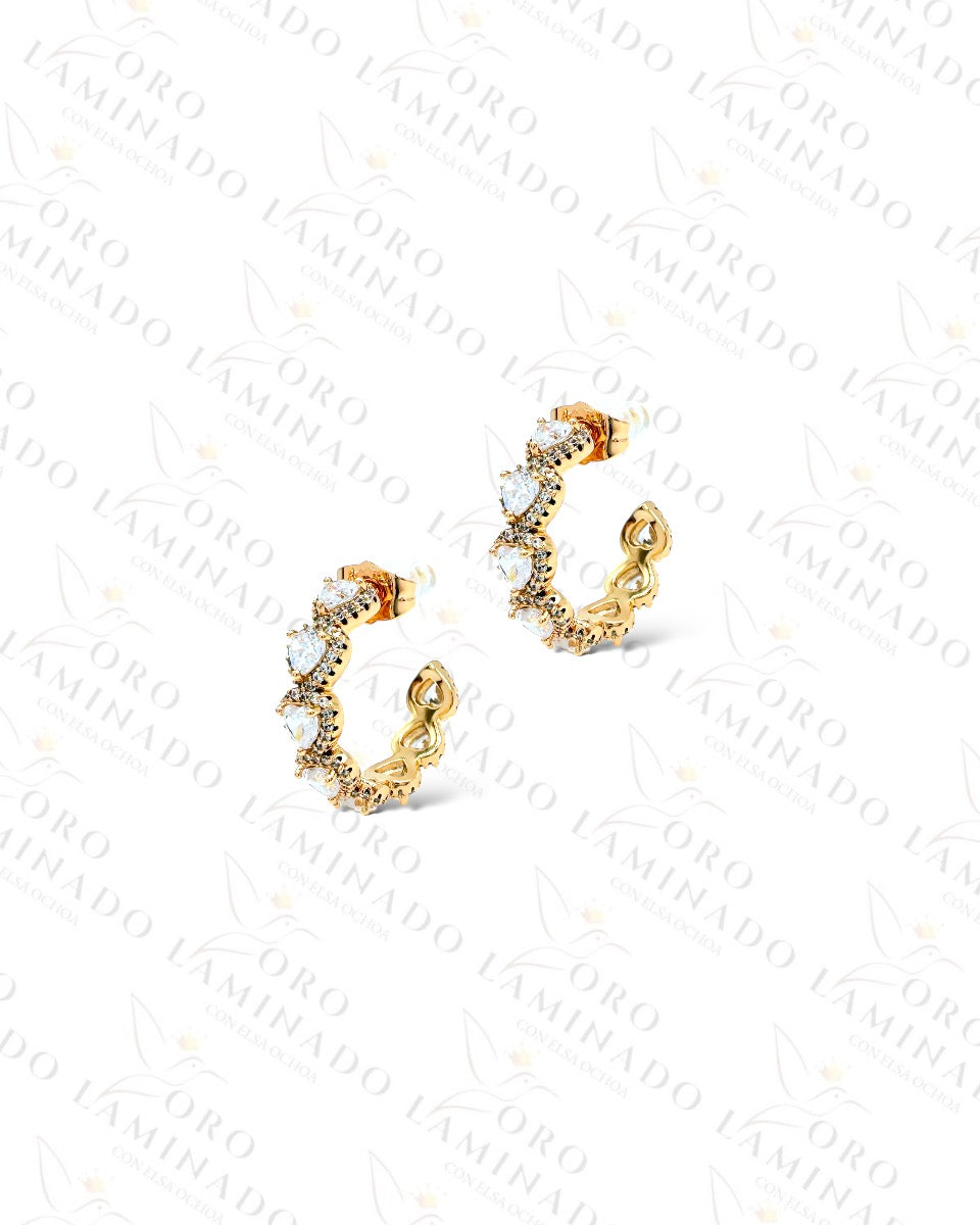 High Quality Diamond Heart Hoop  Earrings Y112