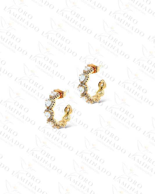 High Quality Diamond Heart Hoop  Earrings Y112