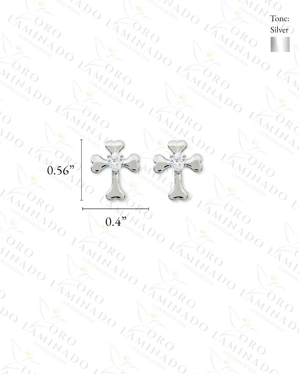 High Quality Silver Heart Cross Earrings G187