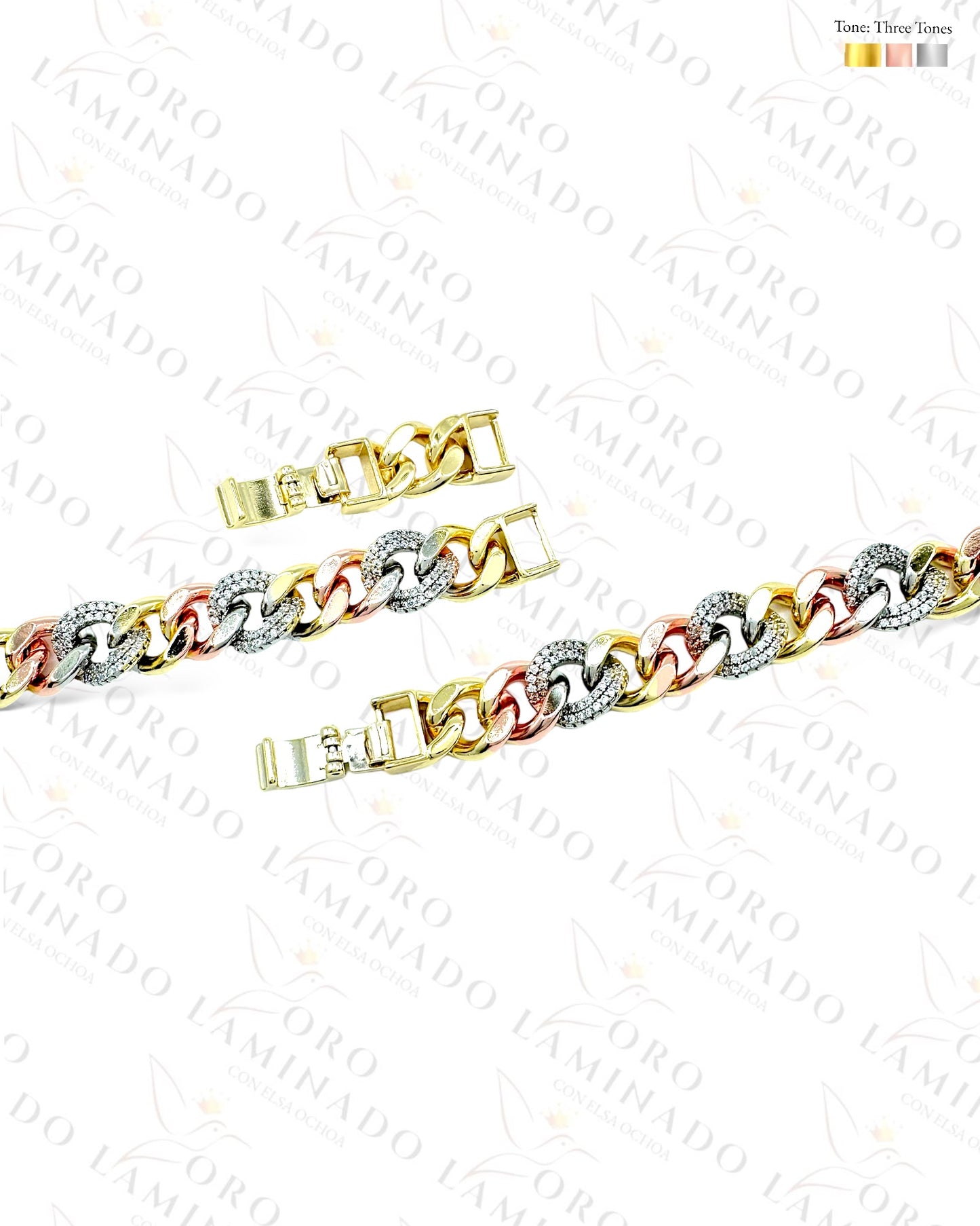 High Quality Three Tones Cuban Bracelet B385