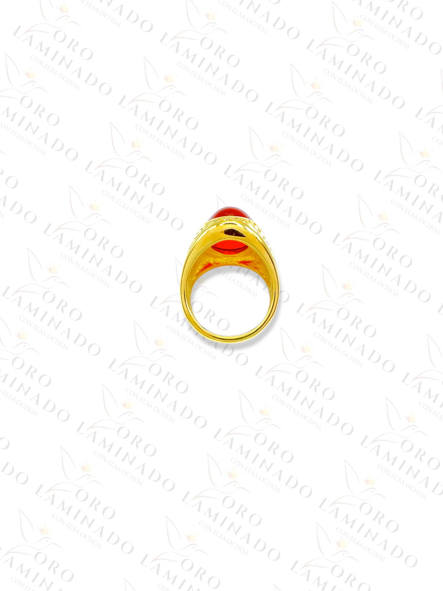 Stainless Steel Red Oval Stone Man Ring R77