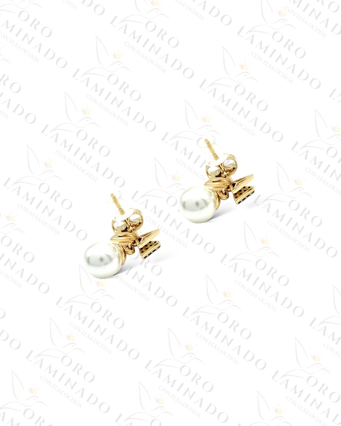 High Quality Sparkling Bow with Pearl Earrings C312