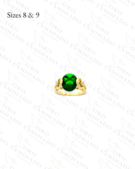 Gold Filled Green Crystal Stone Ring C238