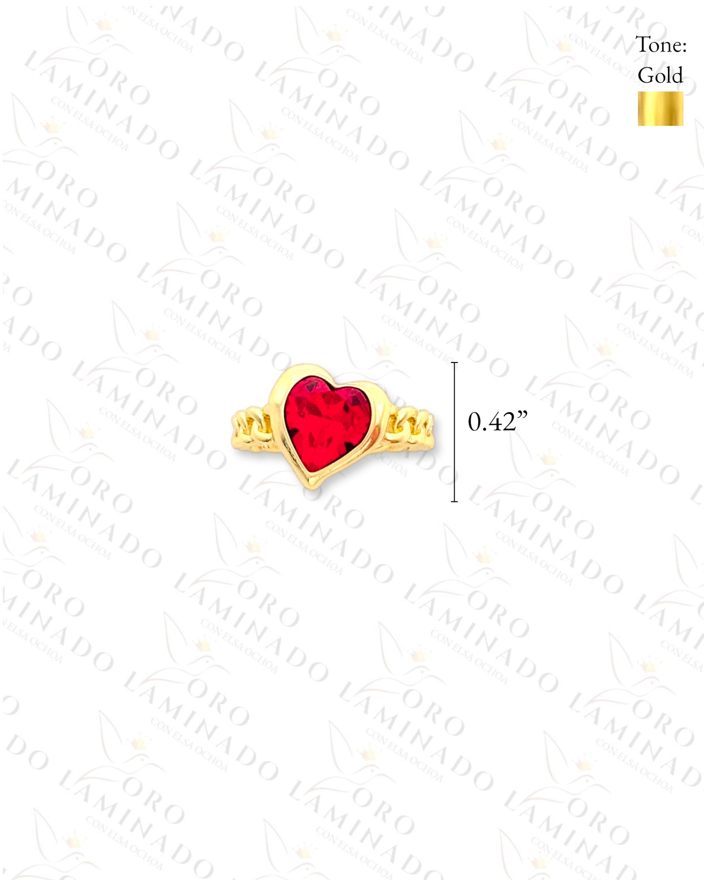 Adjustable Red Crystal Heart Ring (Gold Filled) R47