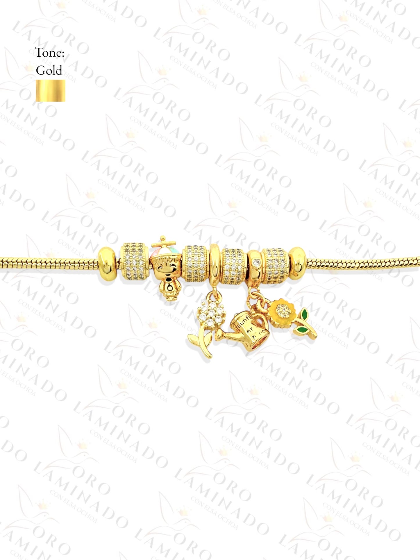 Flower Charm Bracelet (Gold Filled) R303