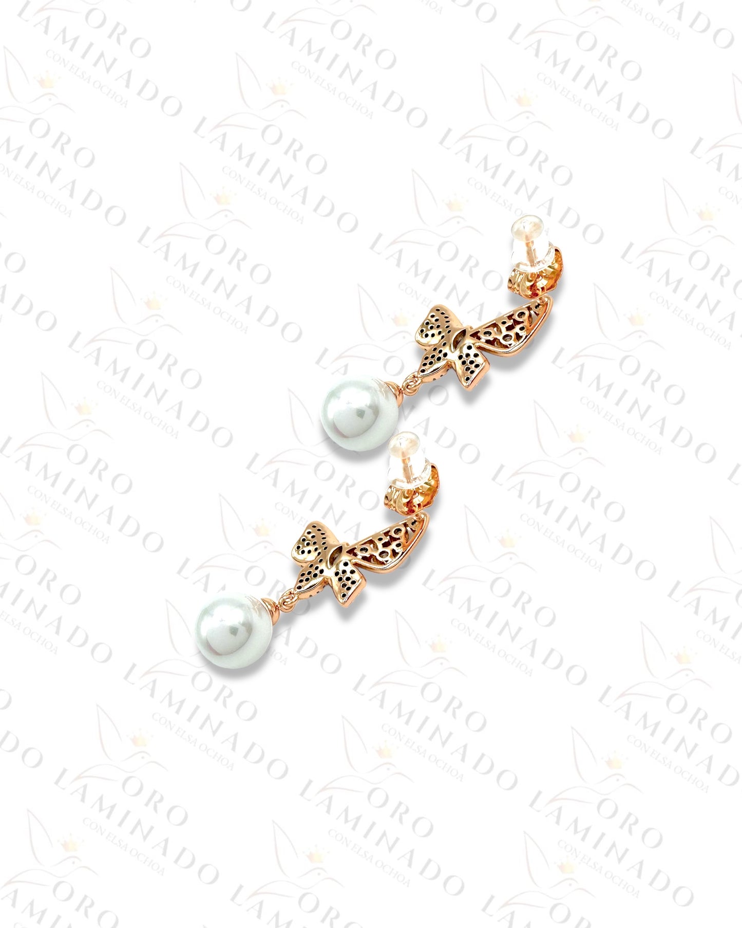 High Quality Crystal Butterfly Earring With Pearl G93