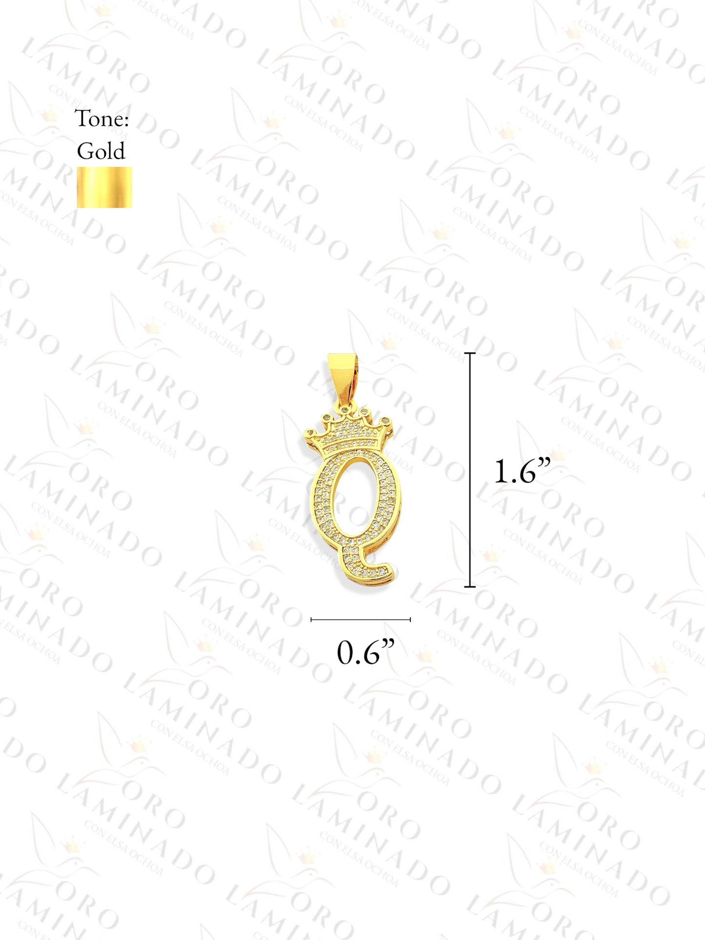 Letter "Q" Crown Pendant B166