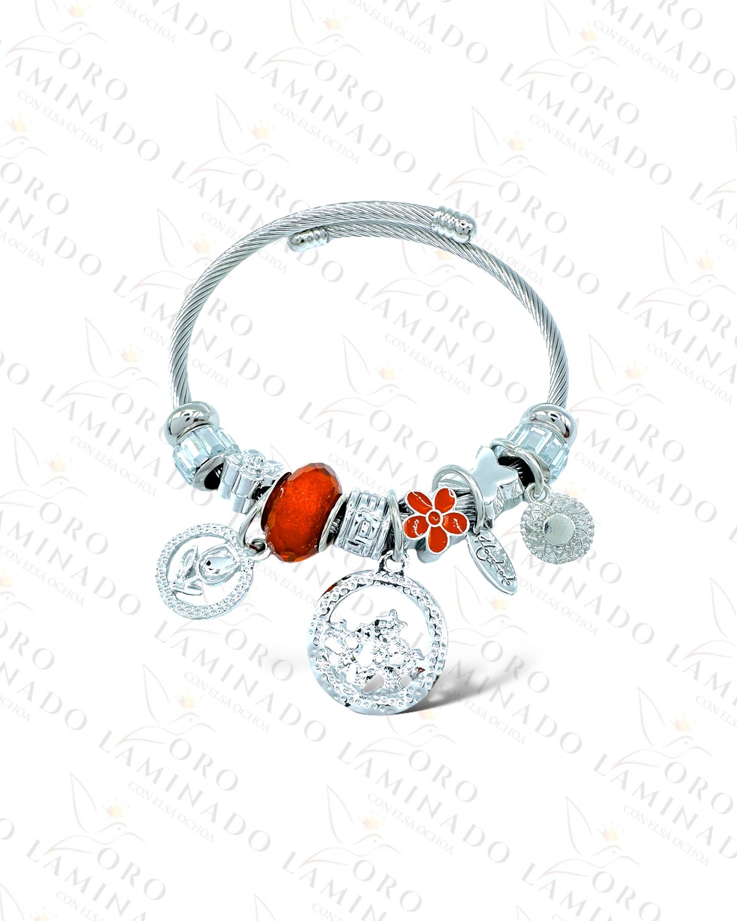 Red Flowers Charm Bracelet G478