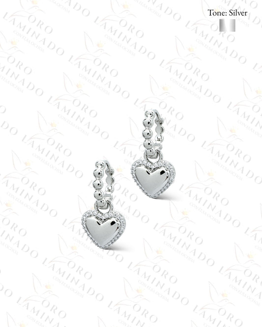 High Quality Silver Heart Hoop Earrings Y379