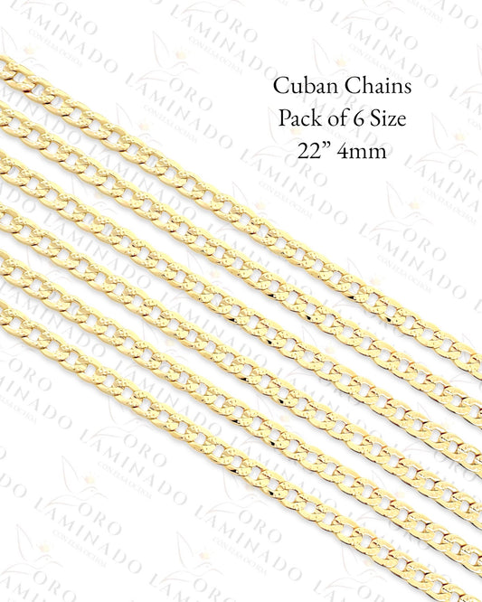 Gold Filled Cuban Chains Pack of 6 Size 22" 4mm Y387