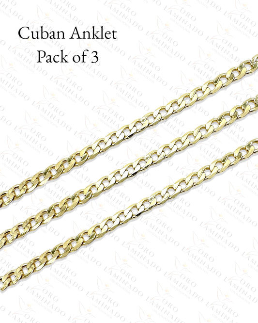 High Quality Cuban Chain Anklet Pack of 3 B413