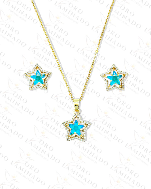 Chunky Blue Crystal Star Set C161