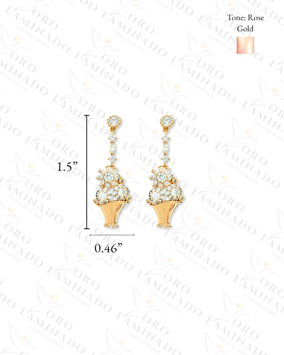 High Quality Clear Stone Flower Pot Earrings Y169