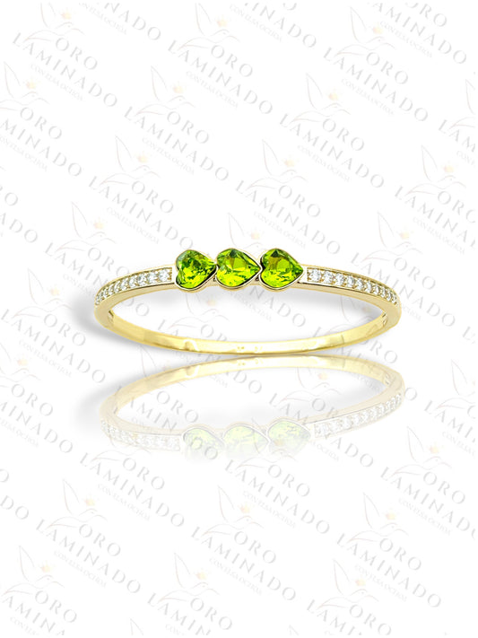 High Quality Light Green Heart Bangle Bracelet R396