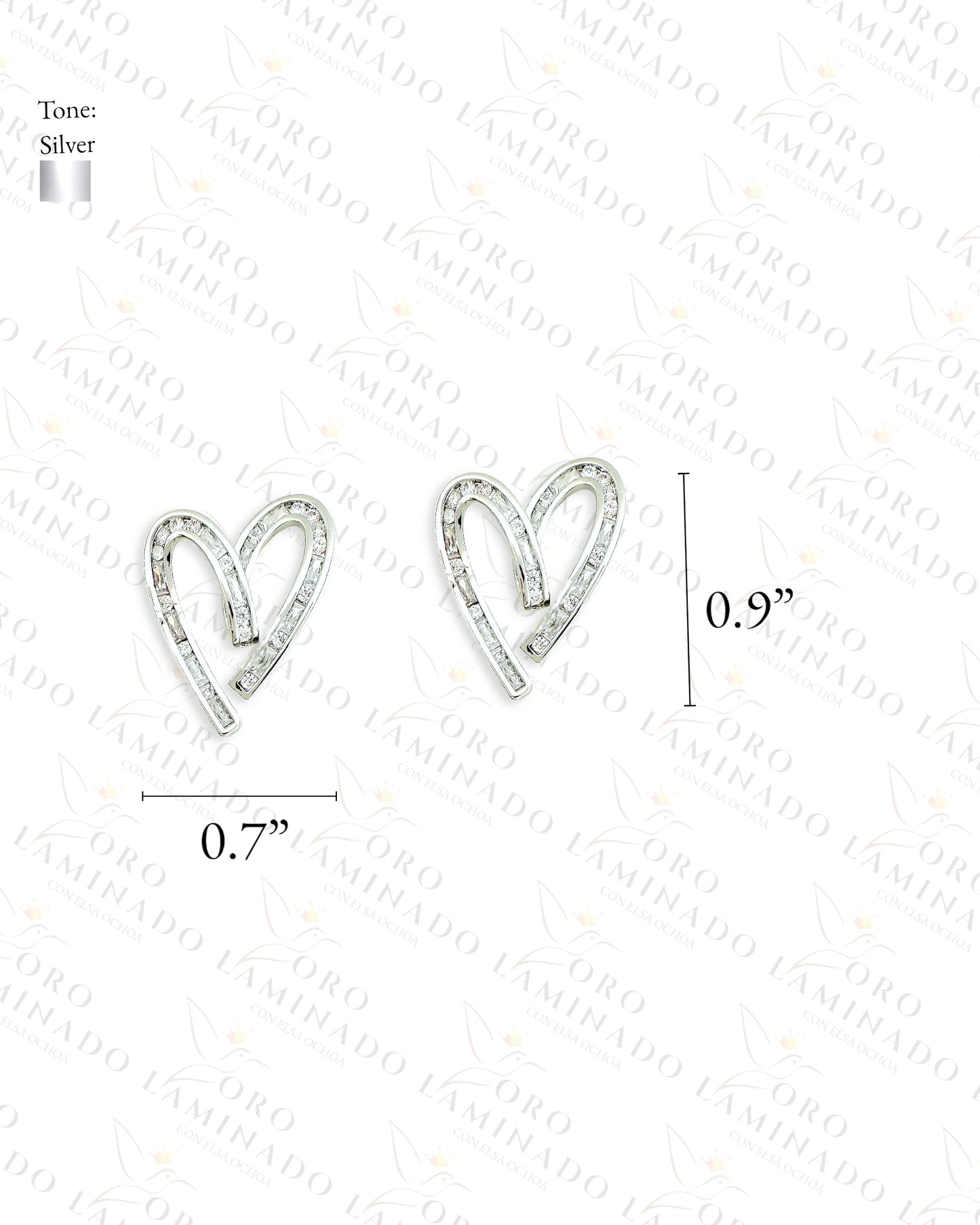 High Quality Silver Crystal Heart Earrings C390