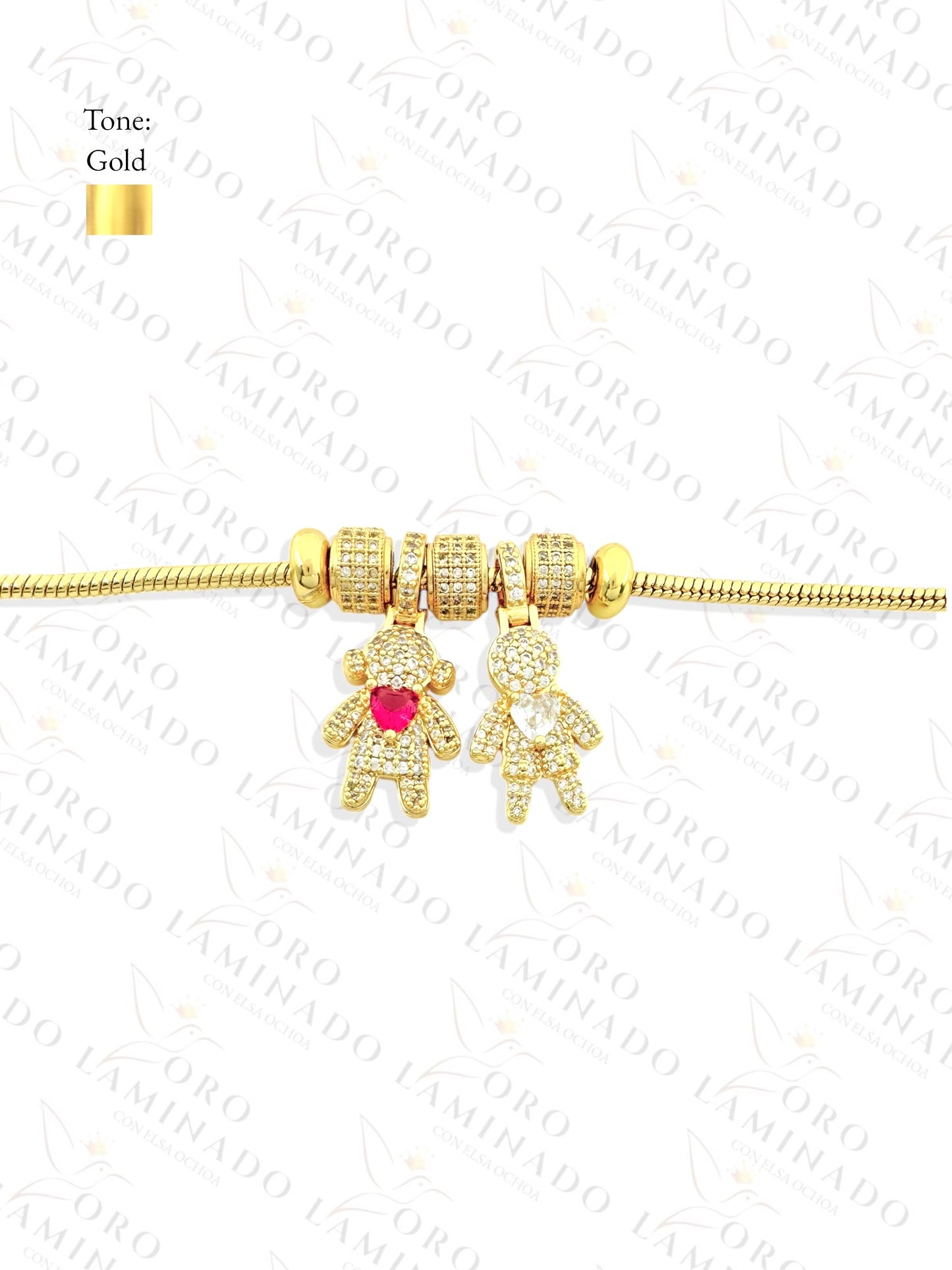 Boy and Girl Charm Bracelet (Gold Filled) R378