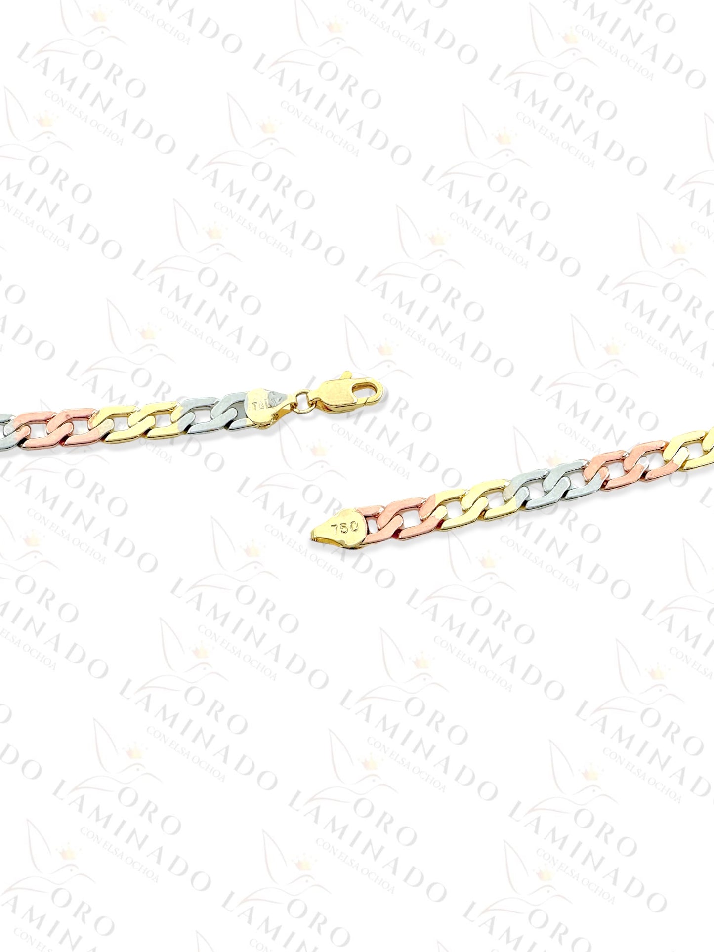 Three Tones Squared Cuban Chains Pack of 6 Size 26" 7mm R217