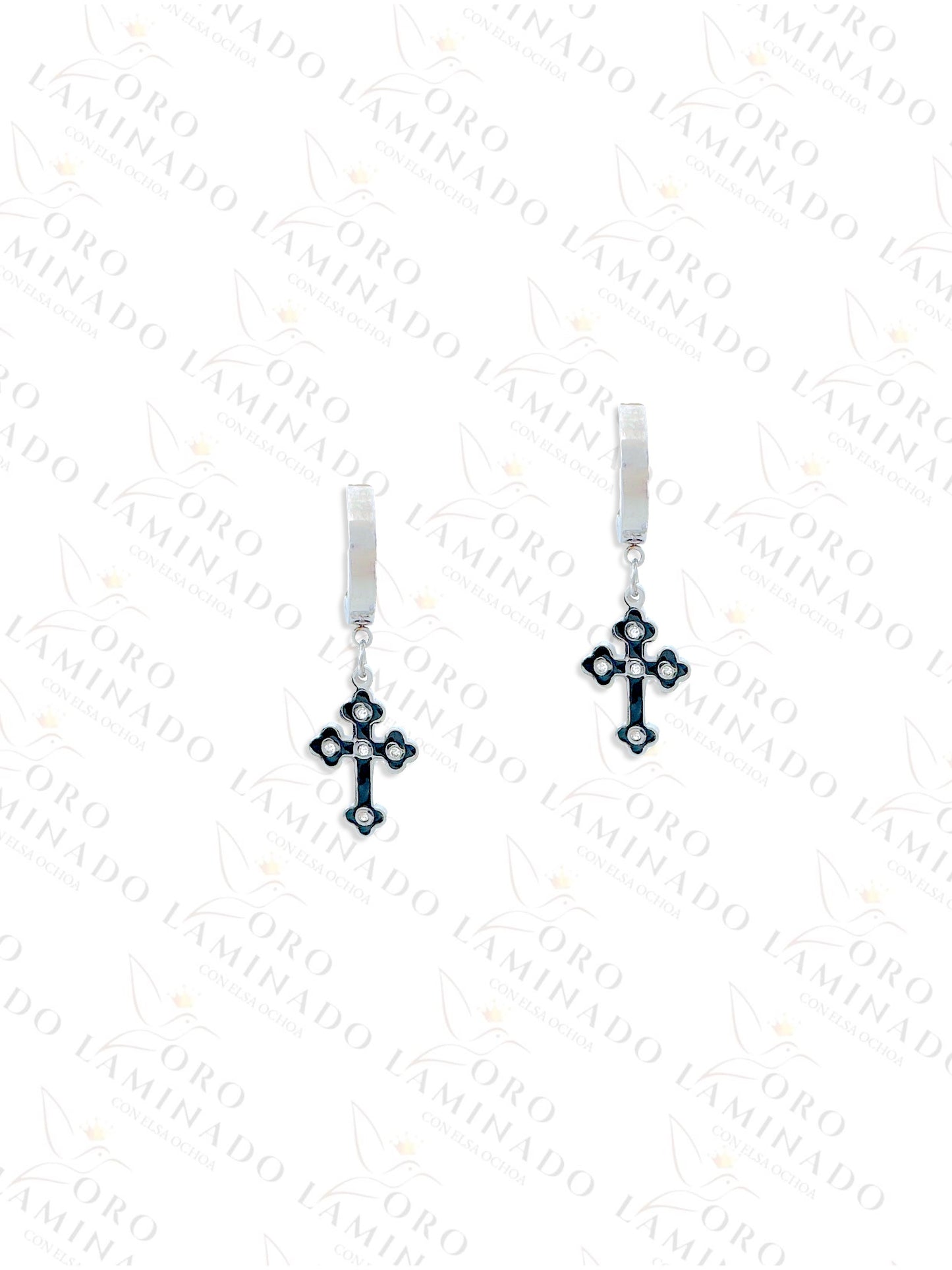 High Quality Black Cross Men Earrings R468