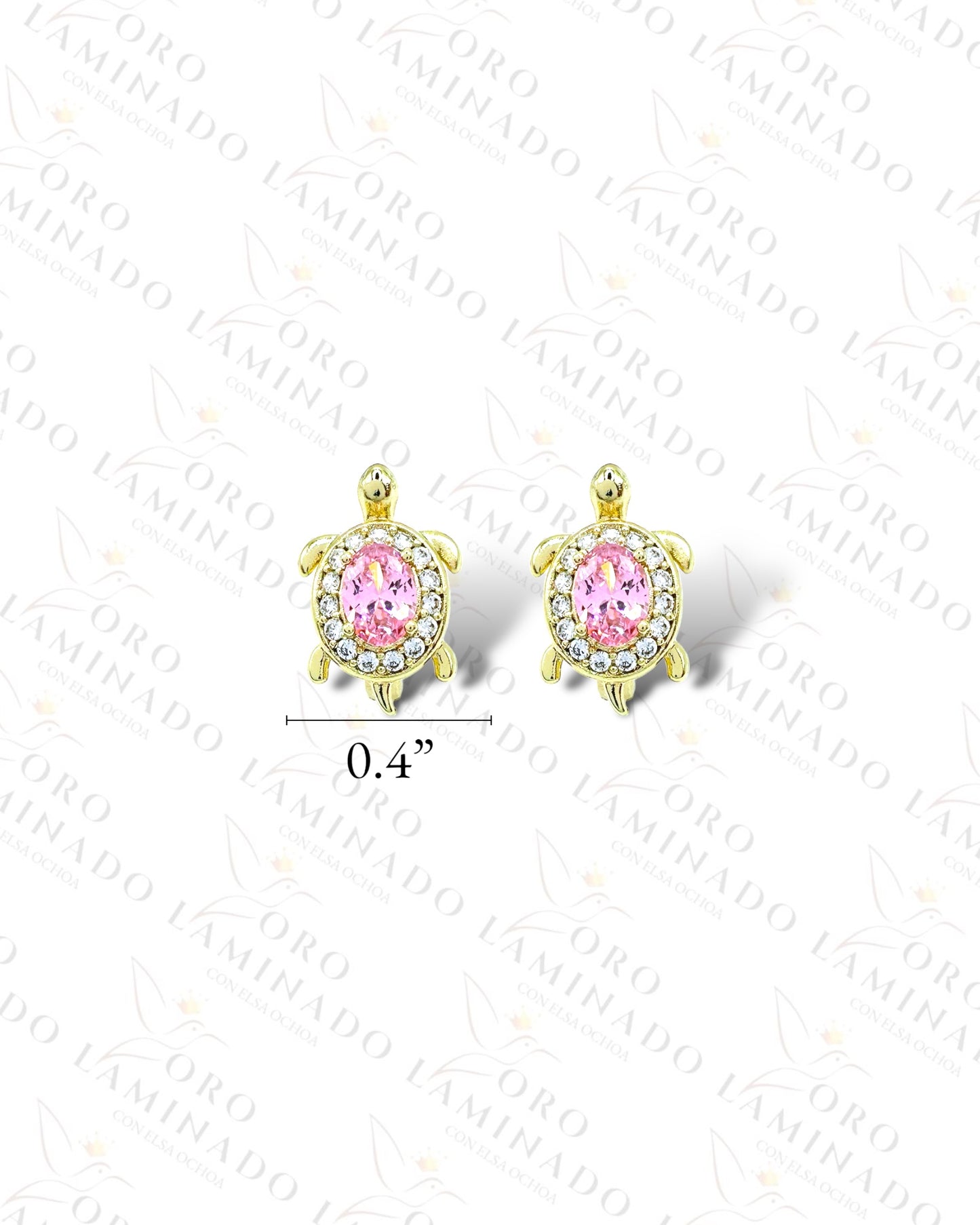 High Quality Light Pink Crystal Turtle Hoop Earrings R466