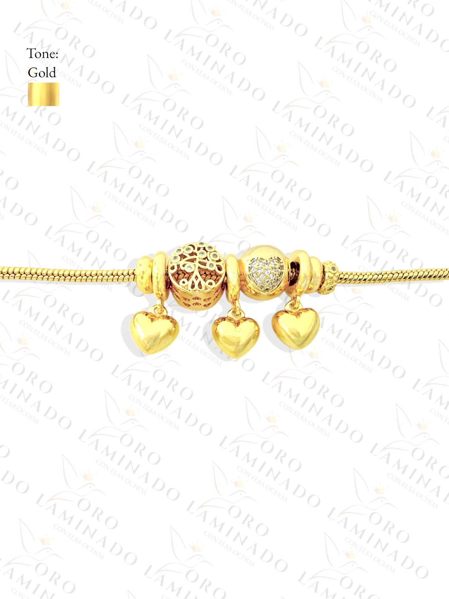 Gold Hearts Charm Bracelet (Gold Filled) Y460