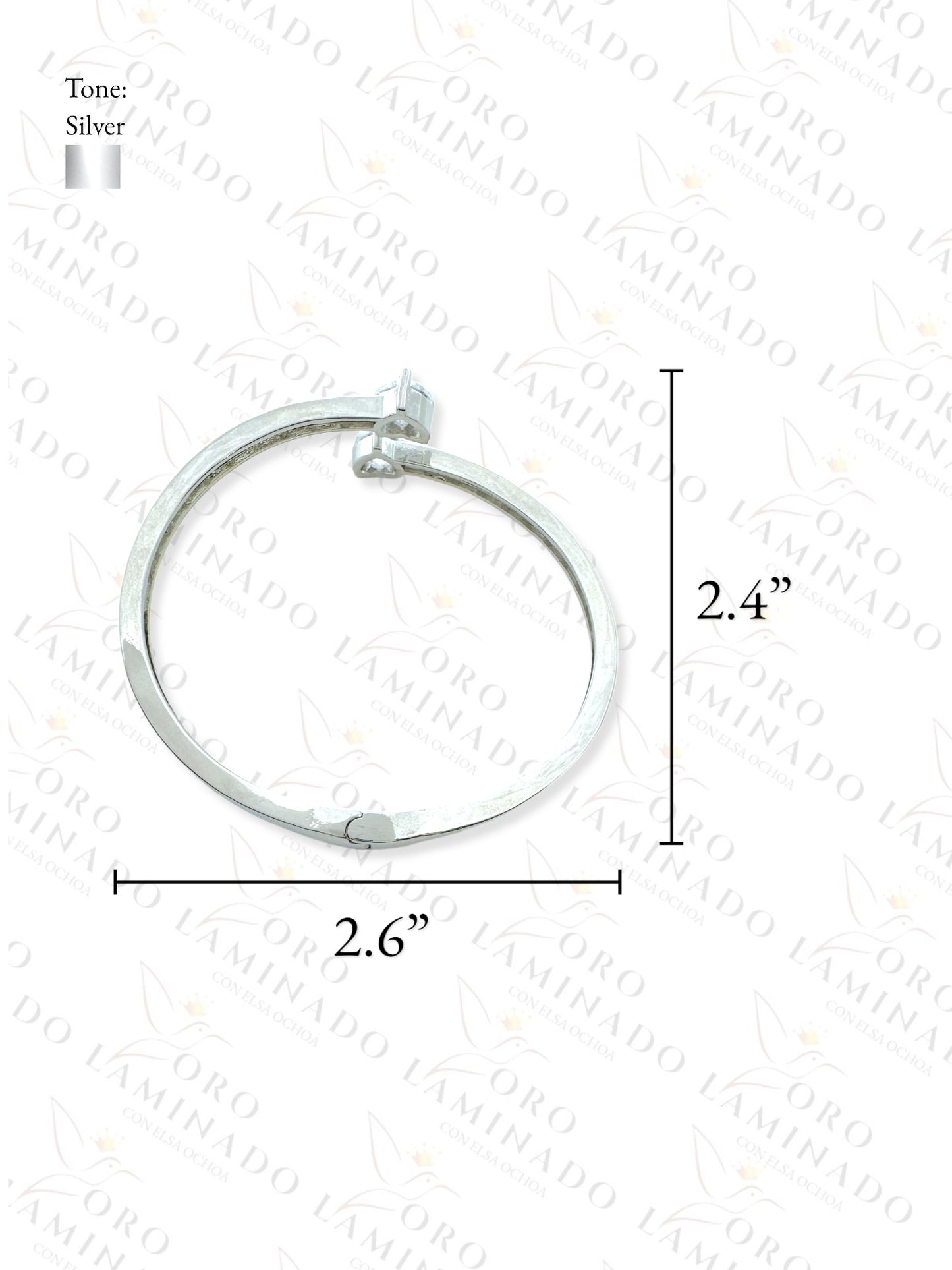 Silver Double Small Heart Bangle Bracelet R413