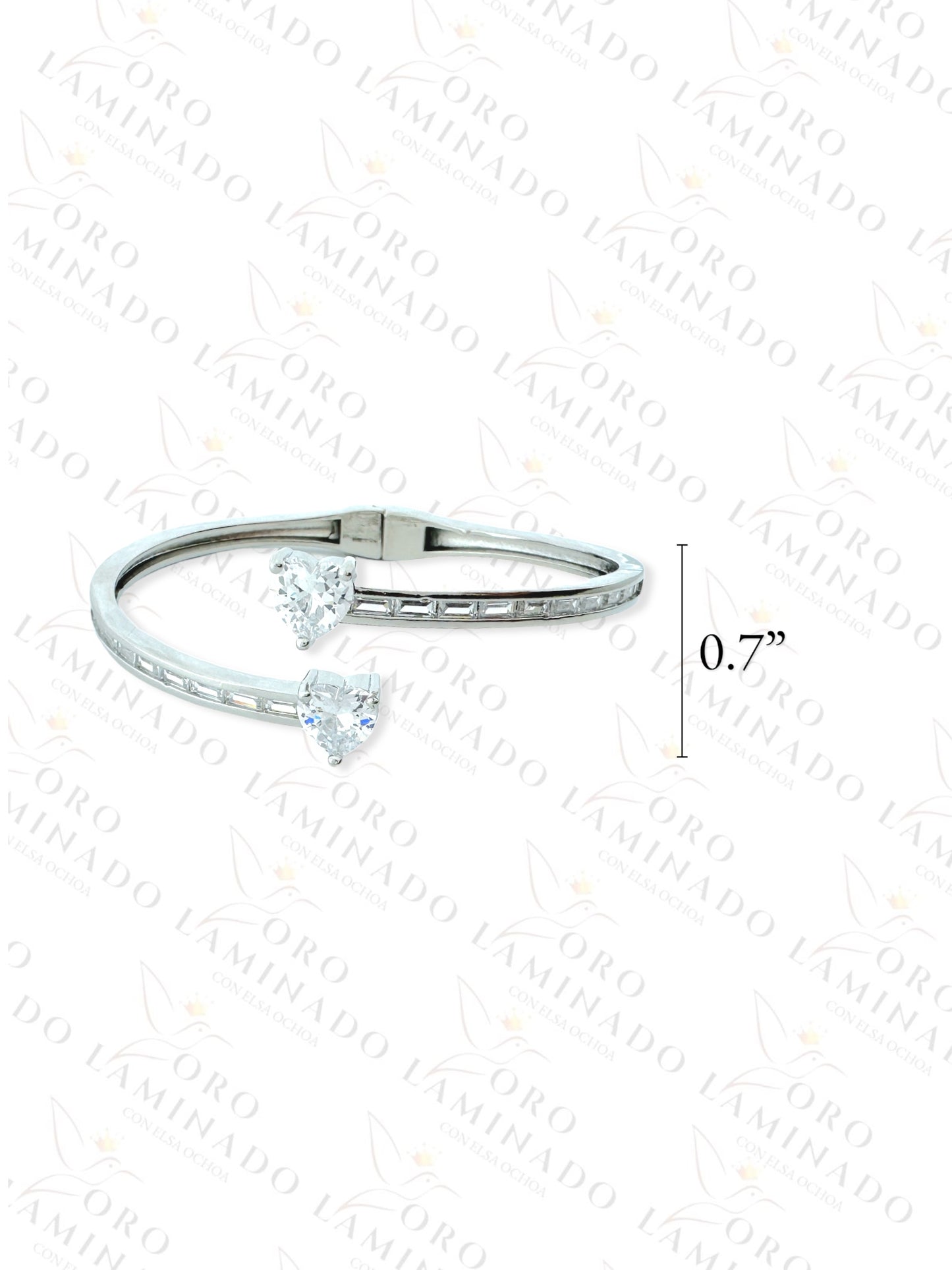 Silver Double Small Heart Bangle Bracelet R413