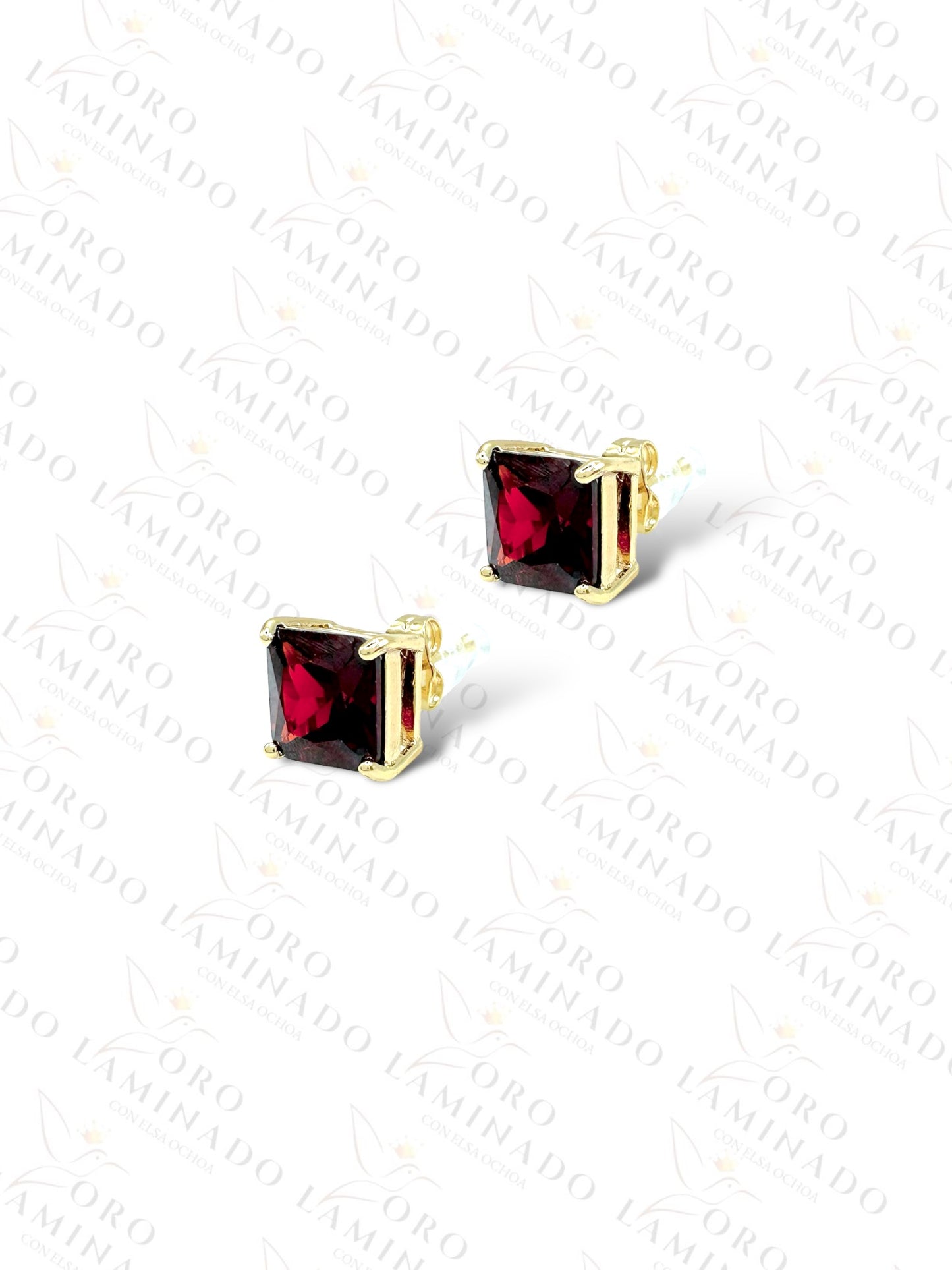 High Quality Red Crystal Square Earrings B323