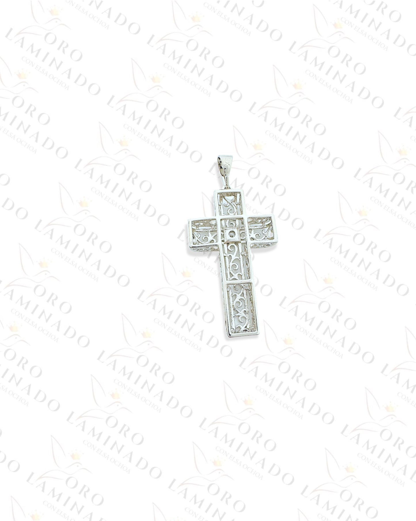 Gold Filled Silver Pattern Cross Pendant Y331