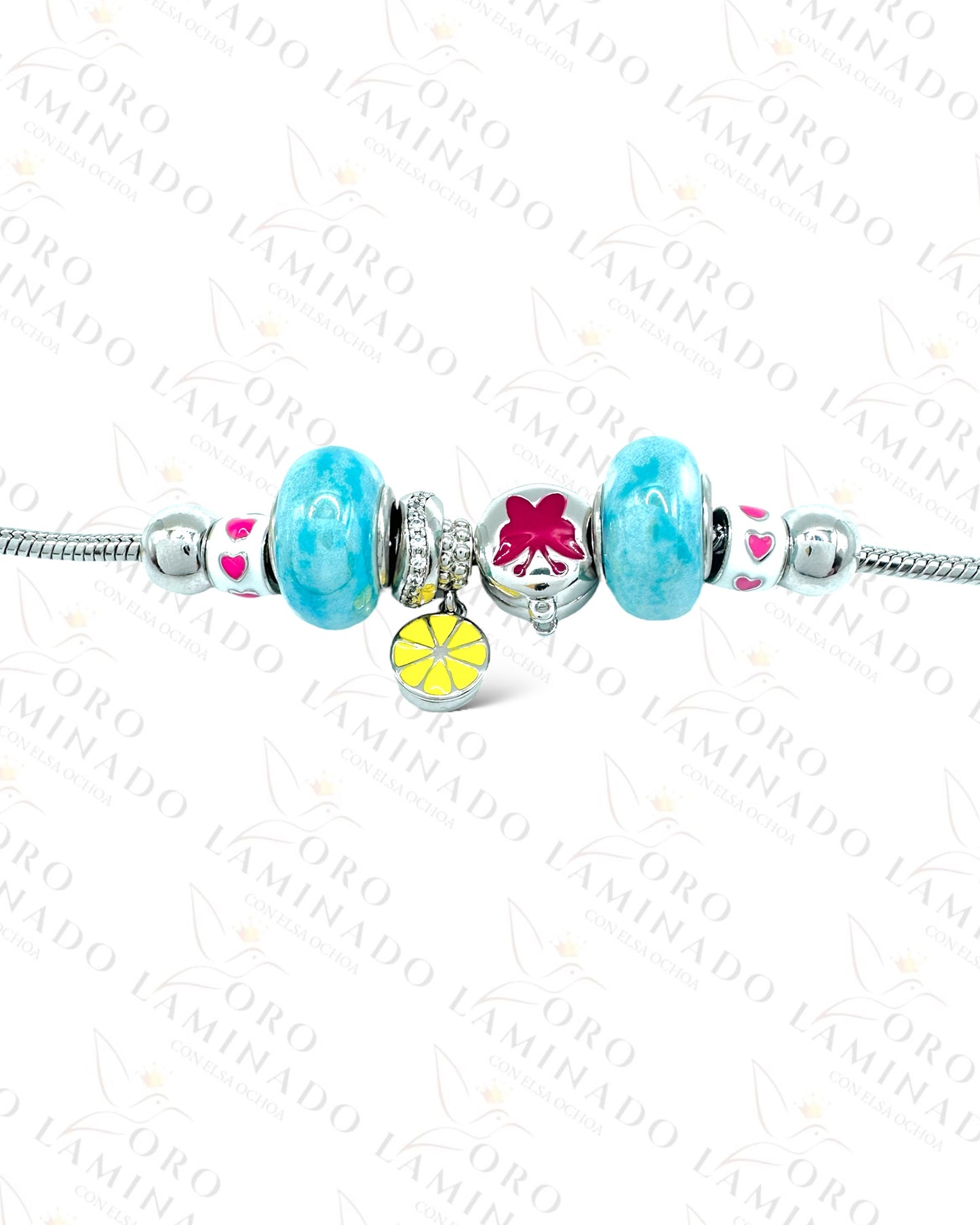 High Quality Silver Blue Flexible Charm Bracelet G479