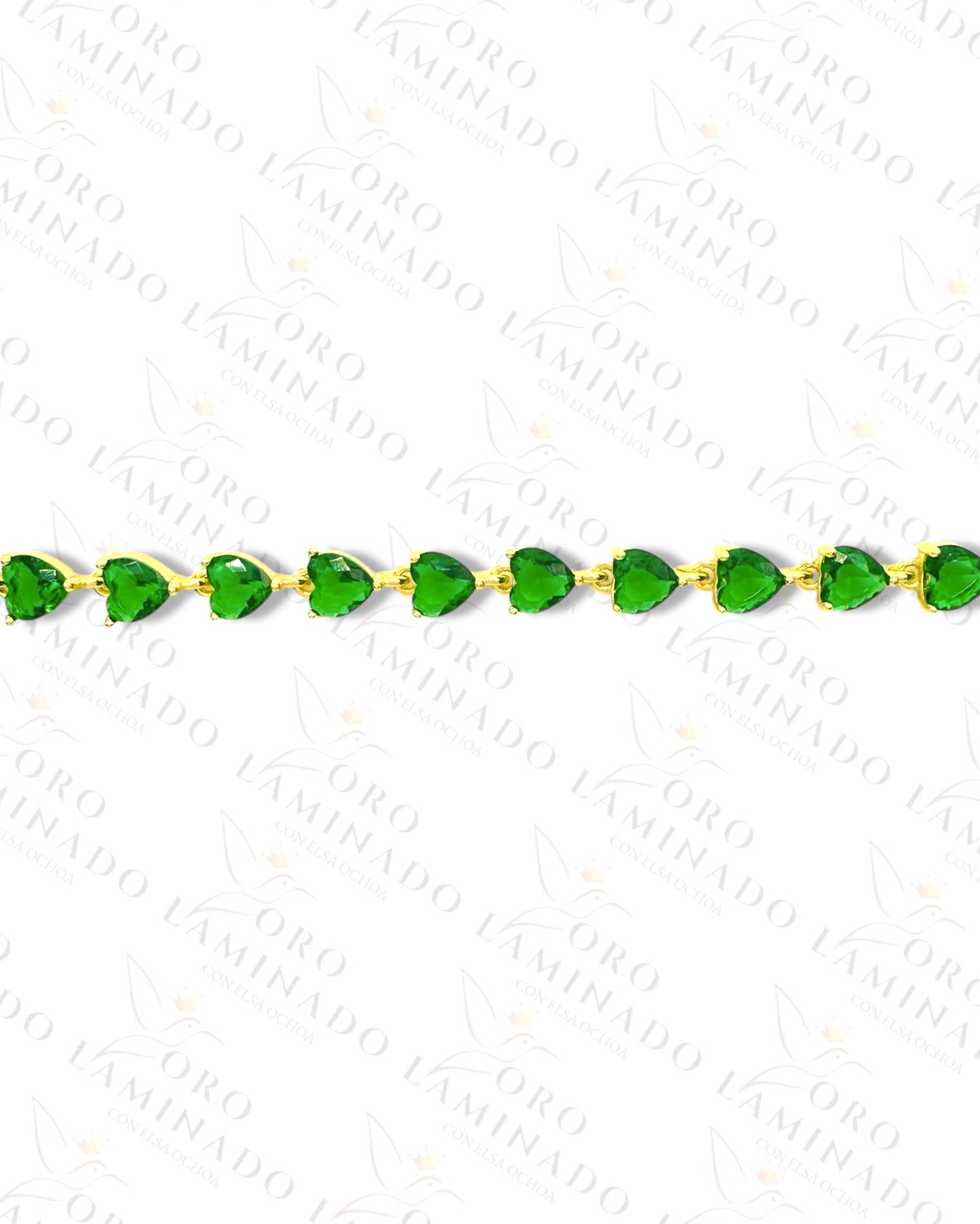 Green Crystal Hearts Bracelet B252