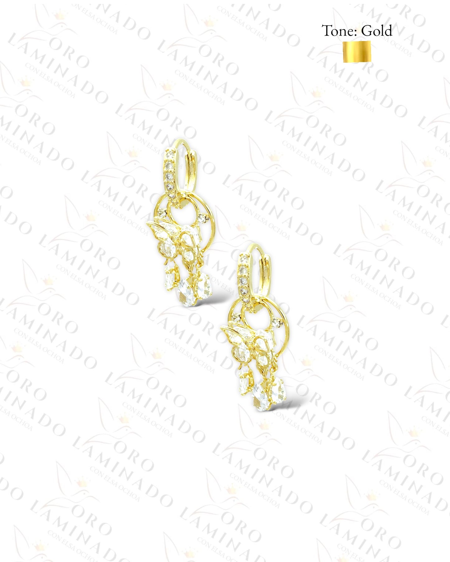 High Quality Butterfly Diamond Hoop Earrings C195