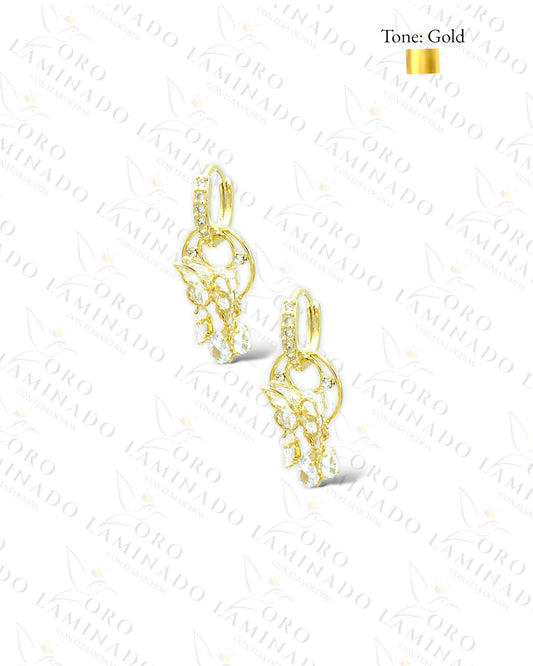 High Quality Butterfly Diamond Hoop Earrings C195