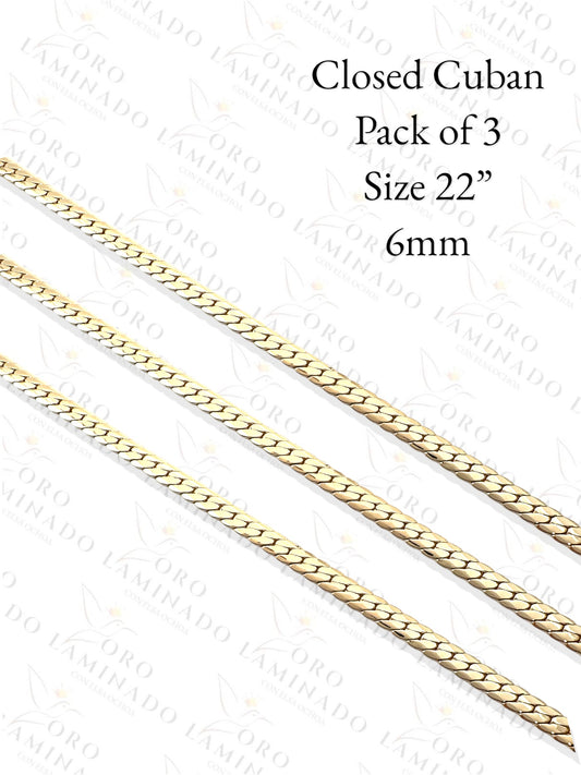 Closed Cuban Pack of 3 Chains Size 22" 6mm R34