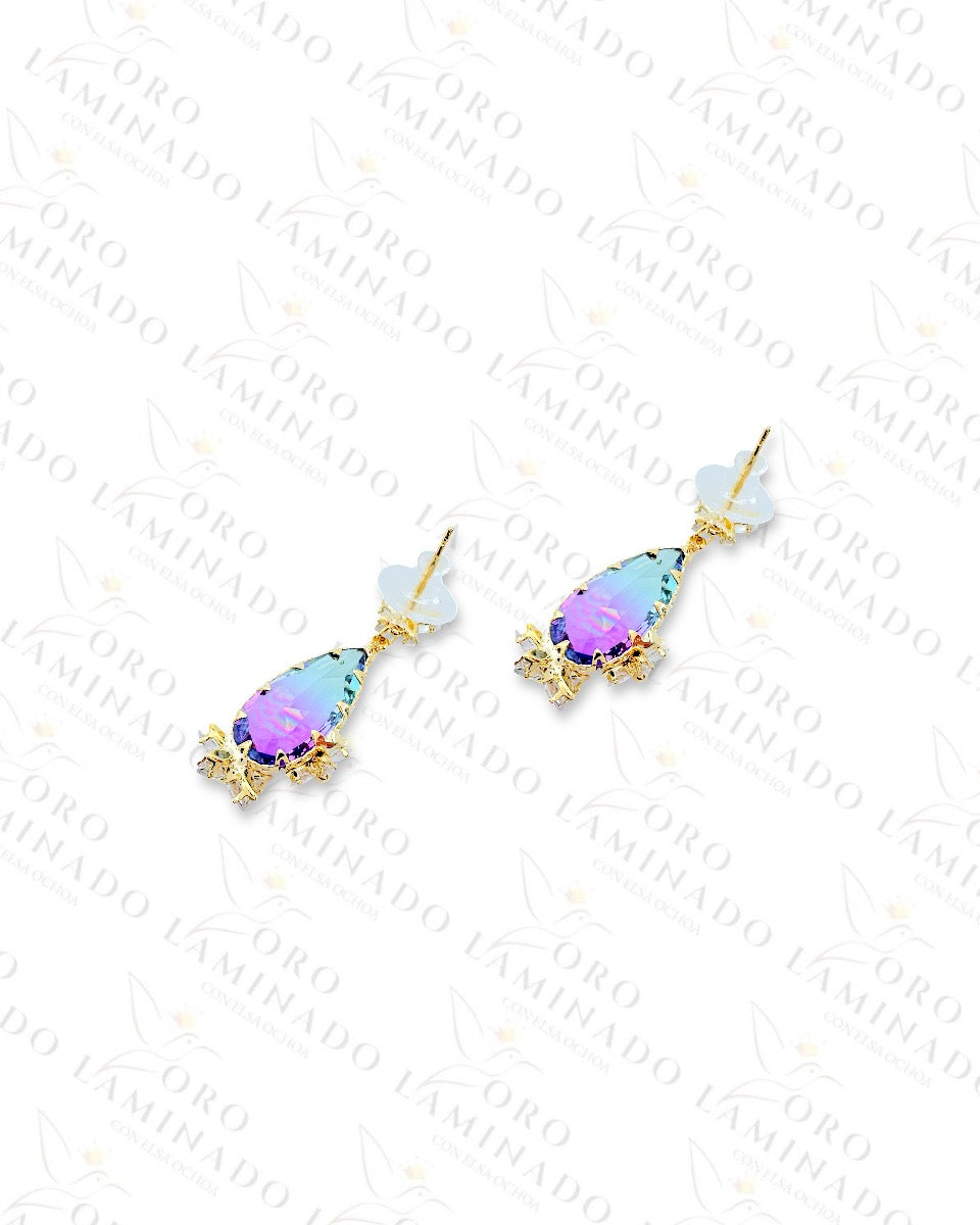 High Quality Purple and Blue Flower Earrings C276