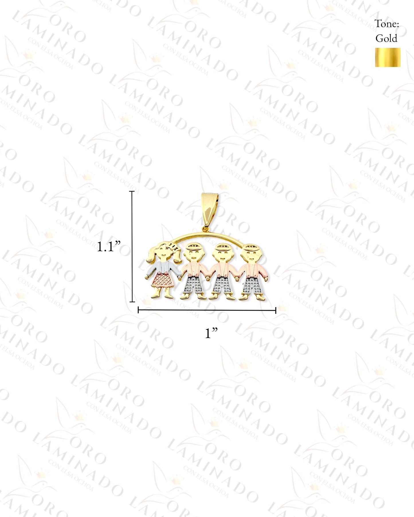 Three Tones Three Boys and One Girl Pendant (Gold Filled) B403