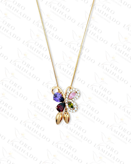 High Quality Multicolor Crystal Butterfly Bowtie Necklace R310