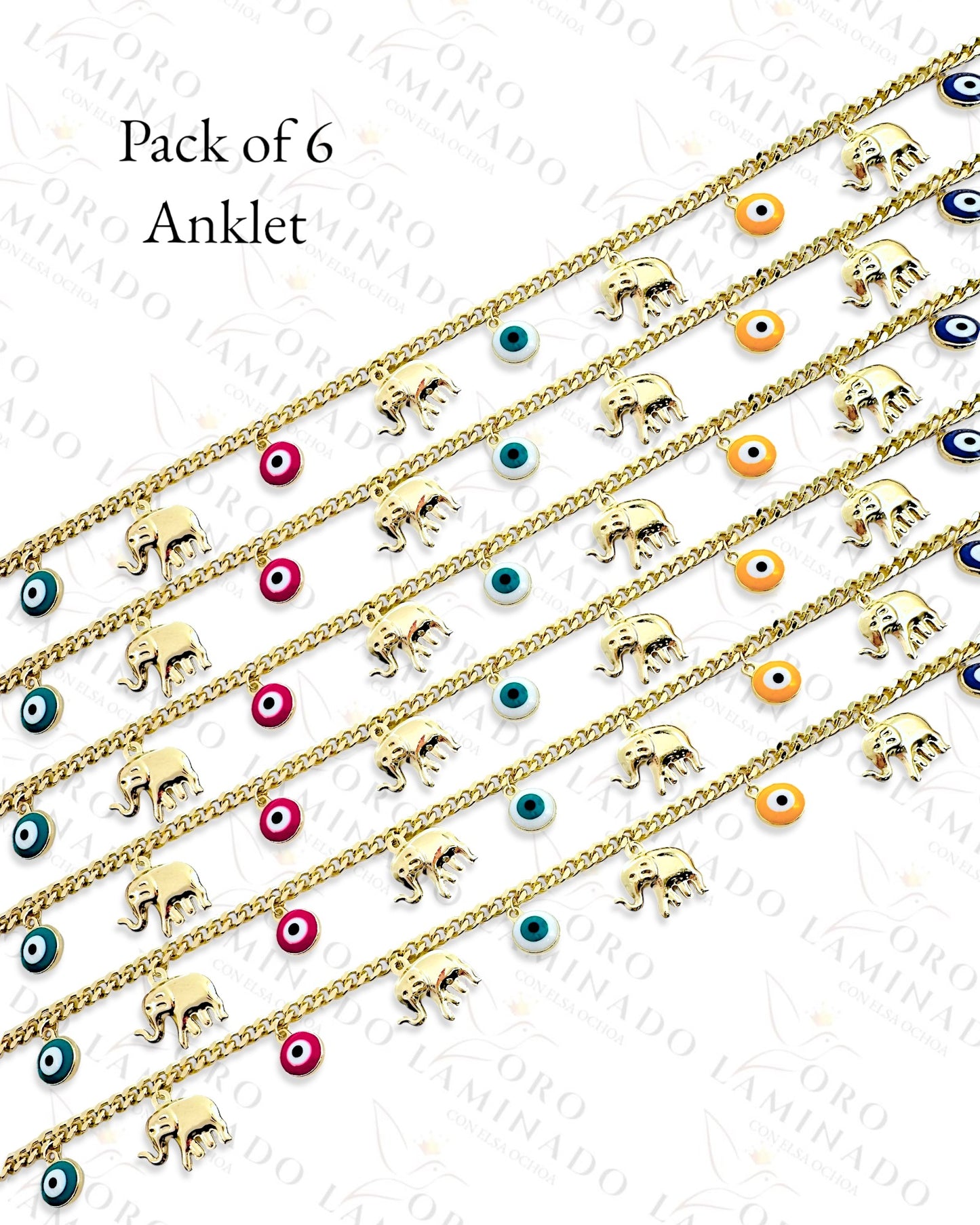 Gold Filled Multi-Color Evil Eye Anklet B420