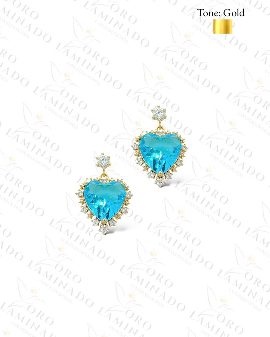 High Quality Blue Heart Earrings B339