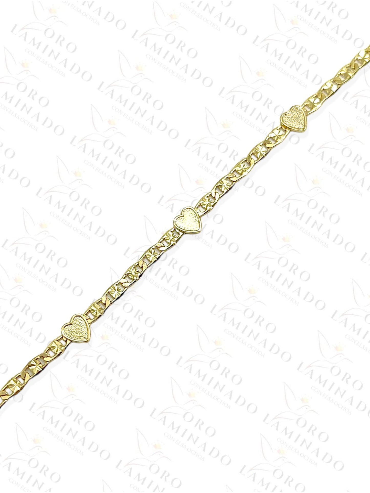 Gold bracelet with three hearts G231