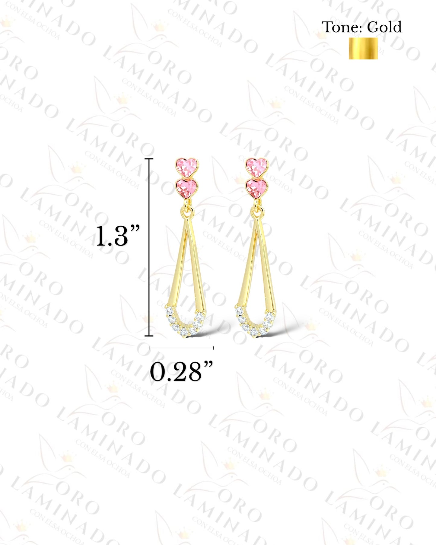 High Quality Pink Crystal Heart Earrings R454