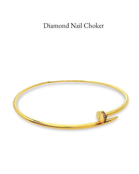 Stainless Steel Diamond Nail Choker Necklace C90