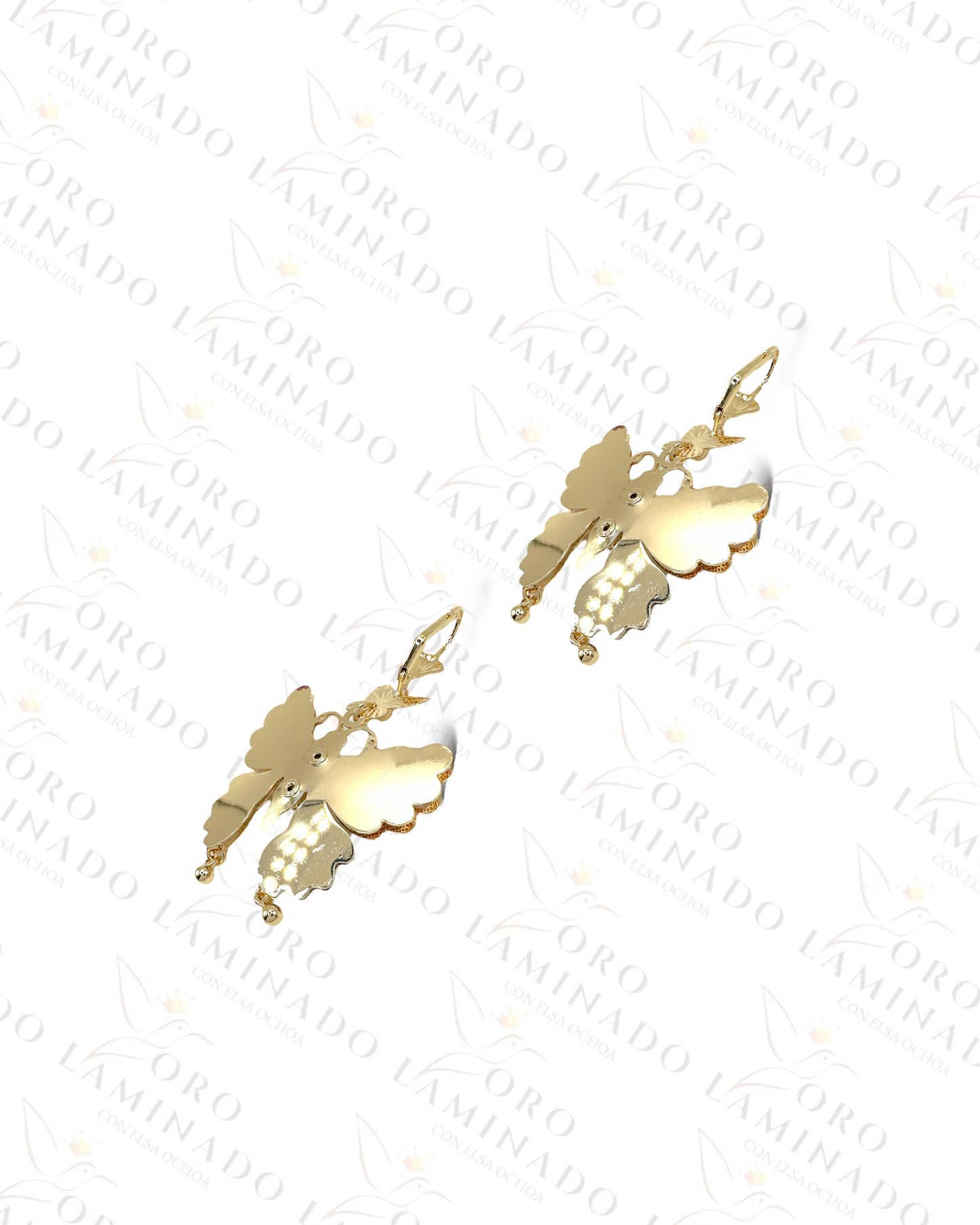 Three Tones Double Butterfly Mariachi Earrings Y214